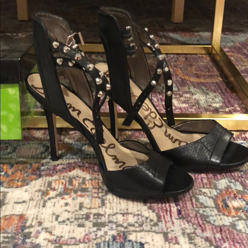 Sam Edelman Black Stiletto Sandals with Studded Straps